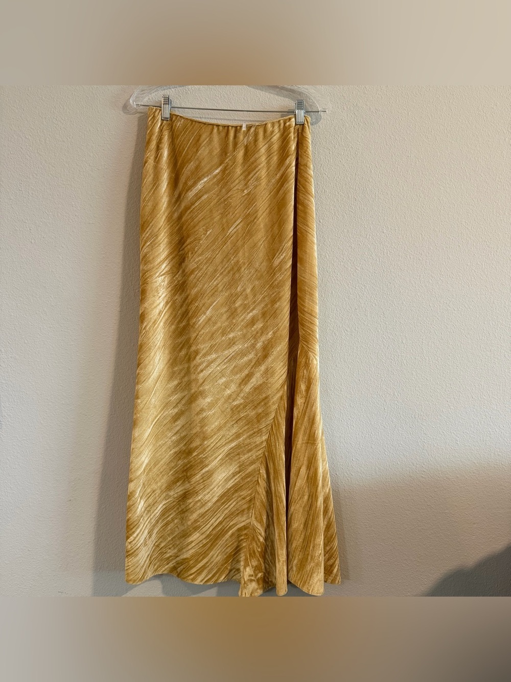 Free People Hay There Noa Velvet Slip Maxi Skirt in a gold yellow - Picture 5 of 9
